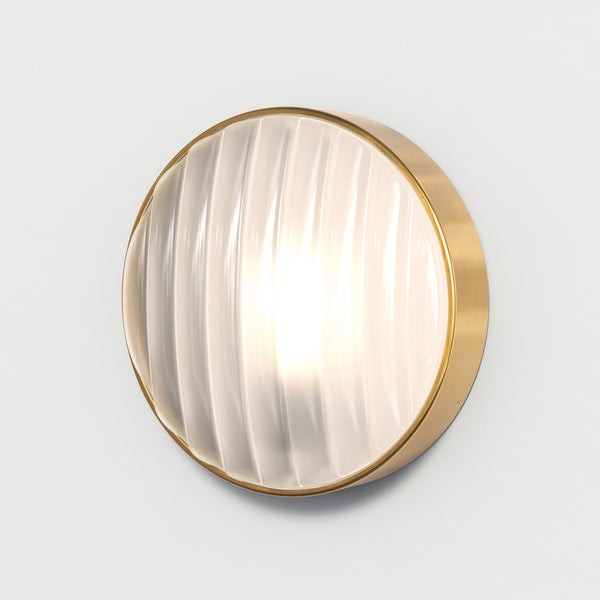 Montreal Round 300 IP44 Exterior Wall Light in Brushed Brass