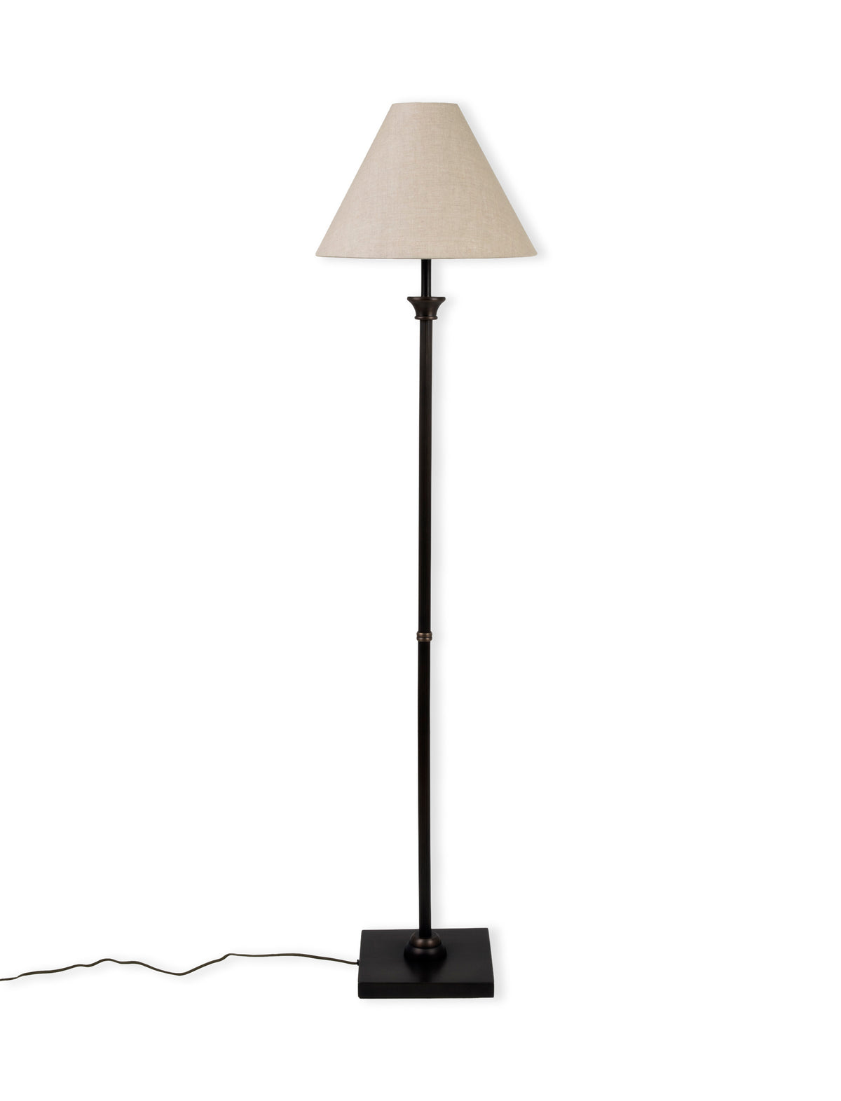 Kelmscot Floor Lamp in Antique Bronze With Linen Shade
