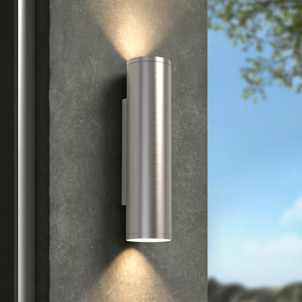 Ava 300 Coastal Up & Down Wall Light in Brushed Stainless Steel