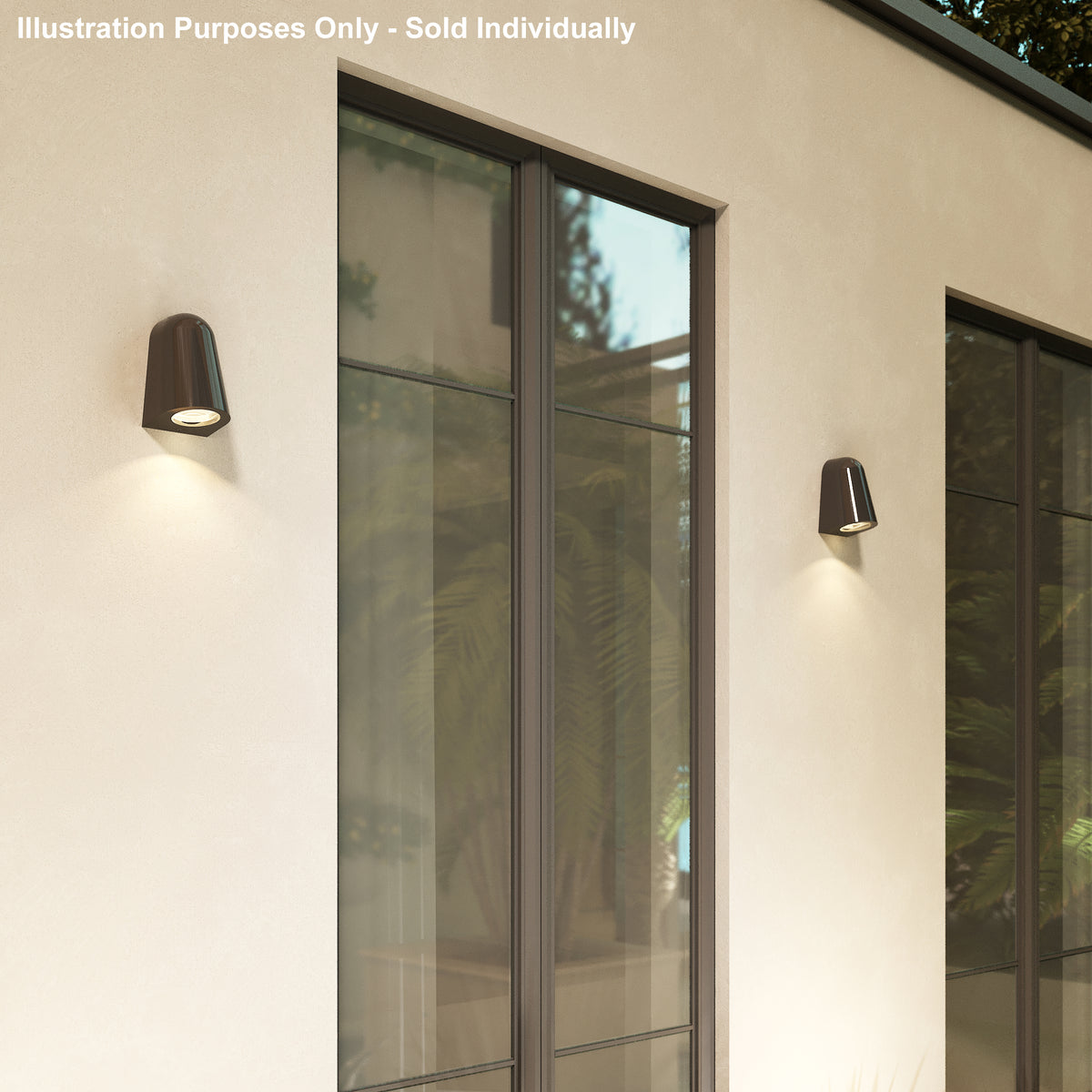 Astro Mast IP44 Exterior Coastal Wall Light in Gloss Black on a cream wall next to a window