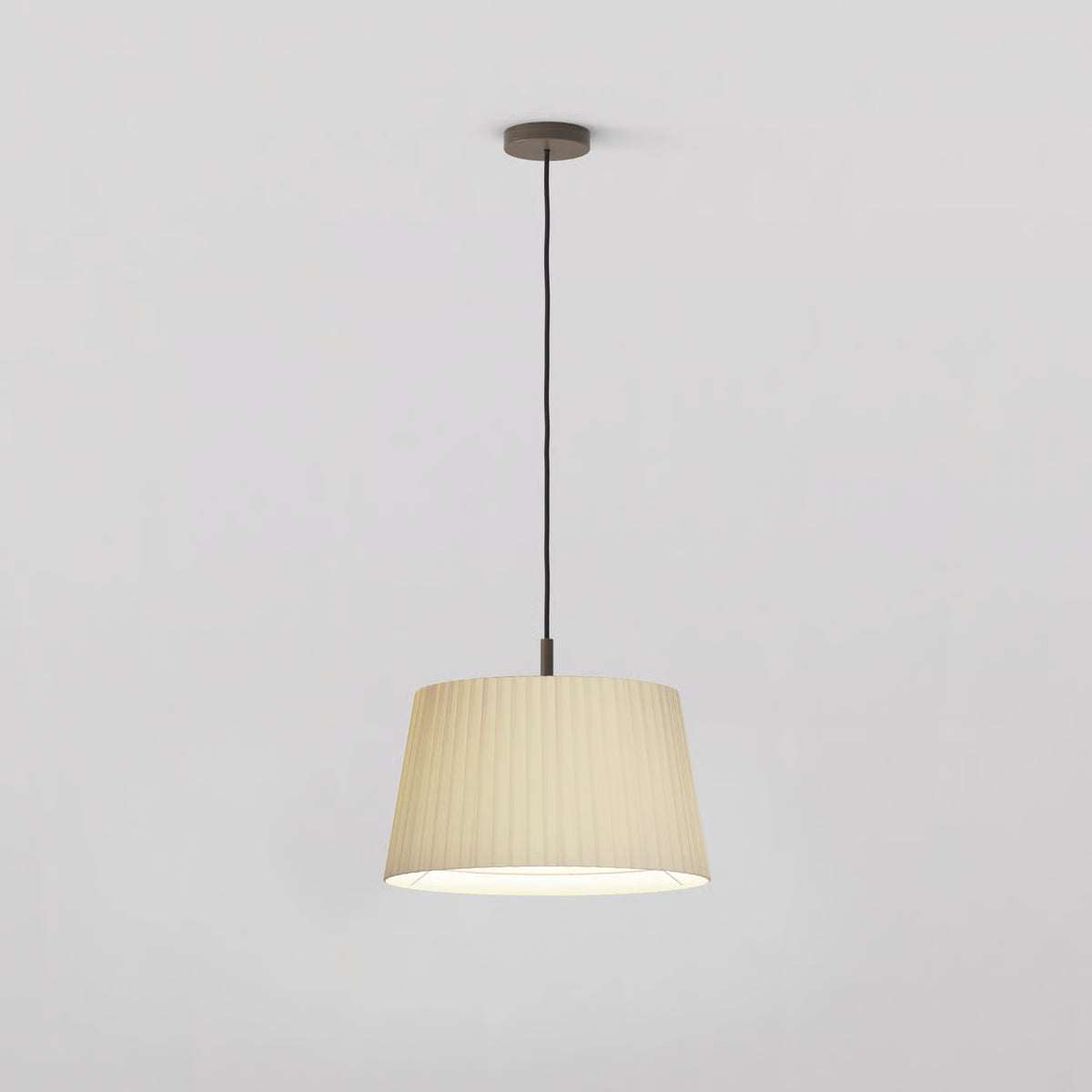 Pendant in Bronze with Tapered Round 400 Pleated Shade in Putty