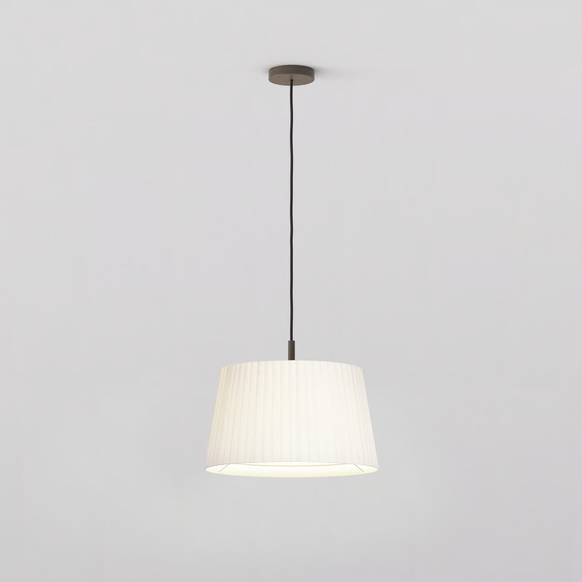 Pendant in Bronze with Tapered Round 400 Pleated Shade in White