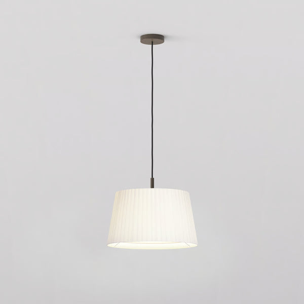 Pendant in Bronze with Tapered Round 400 Pleated Shade in White