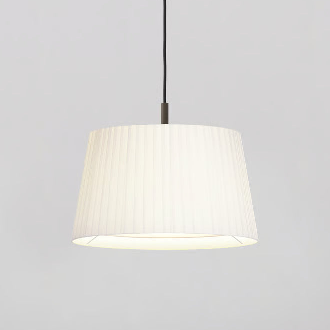 Pendant in Bronze with Tapered Round 400 Pleated Shade in White