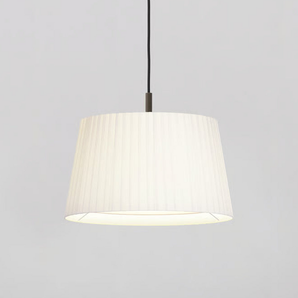 Pendant in Bronze with Tapered Round 400 Pleated Shade in White