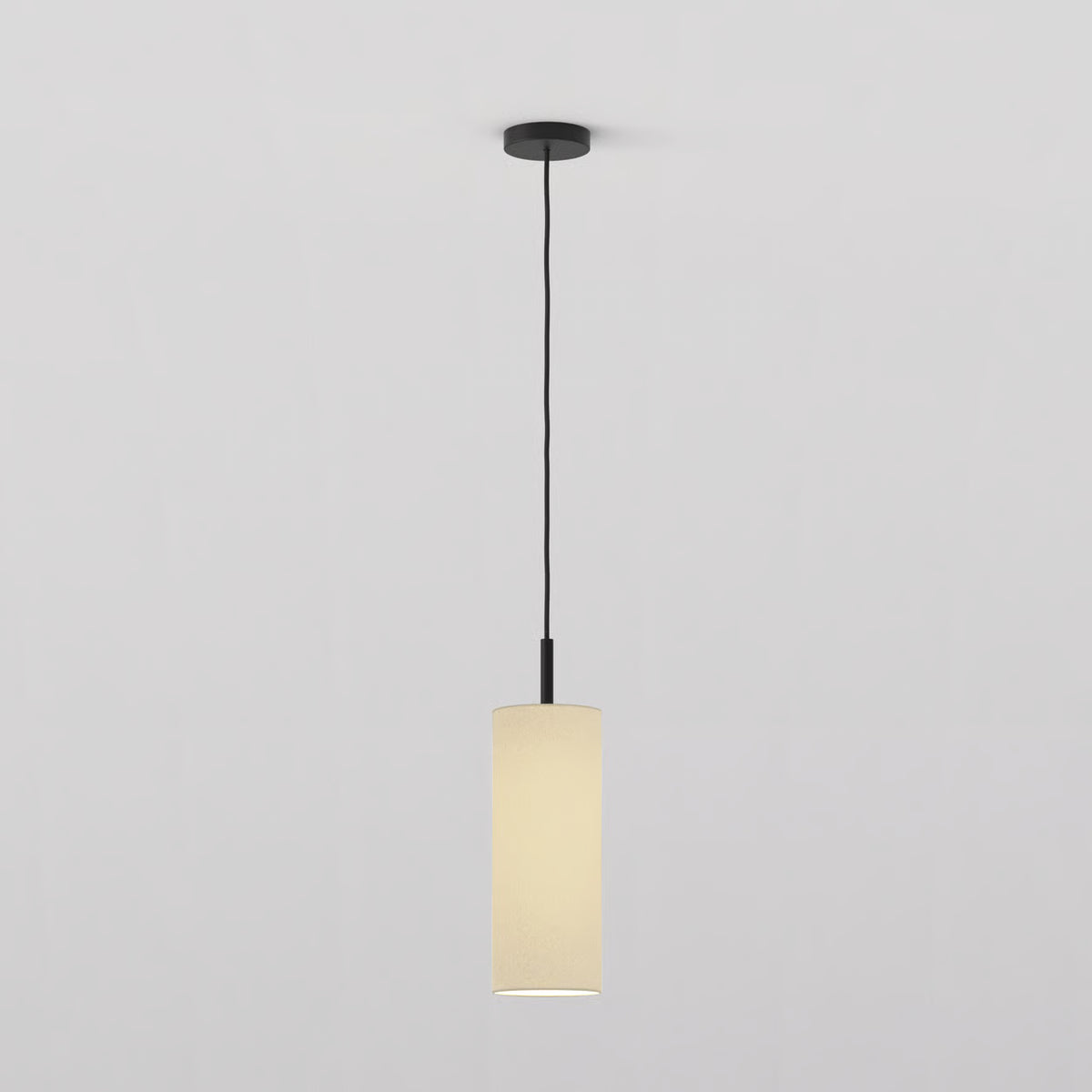 Pendant in Matt Black with Tube 135 Pendant Shade in Putty