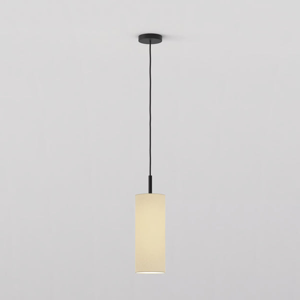 Pendant in Matt Black with Tube 135 Pendant Shade in Putty