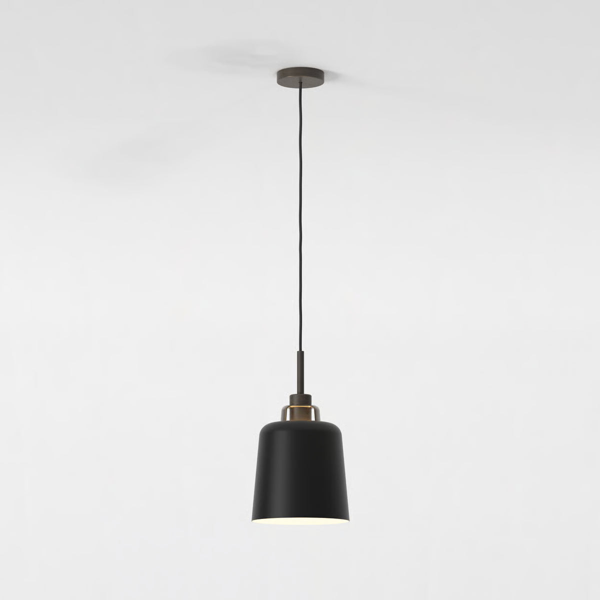 Pendant in Bronze with Camden 220 Shade in Matt Black with Brass Detail