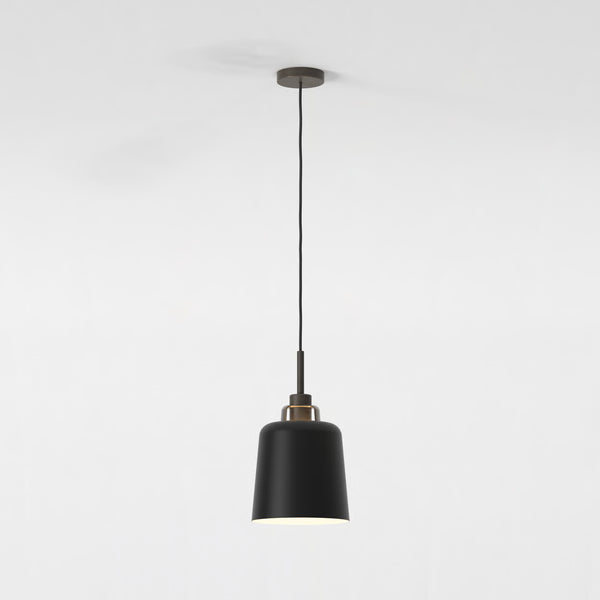 Pendant in Bronze with Camden 220 Shade in Matt Black with Brass Detail