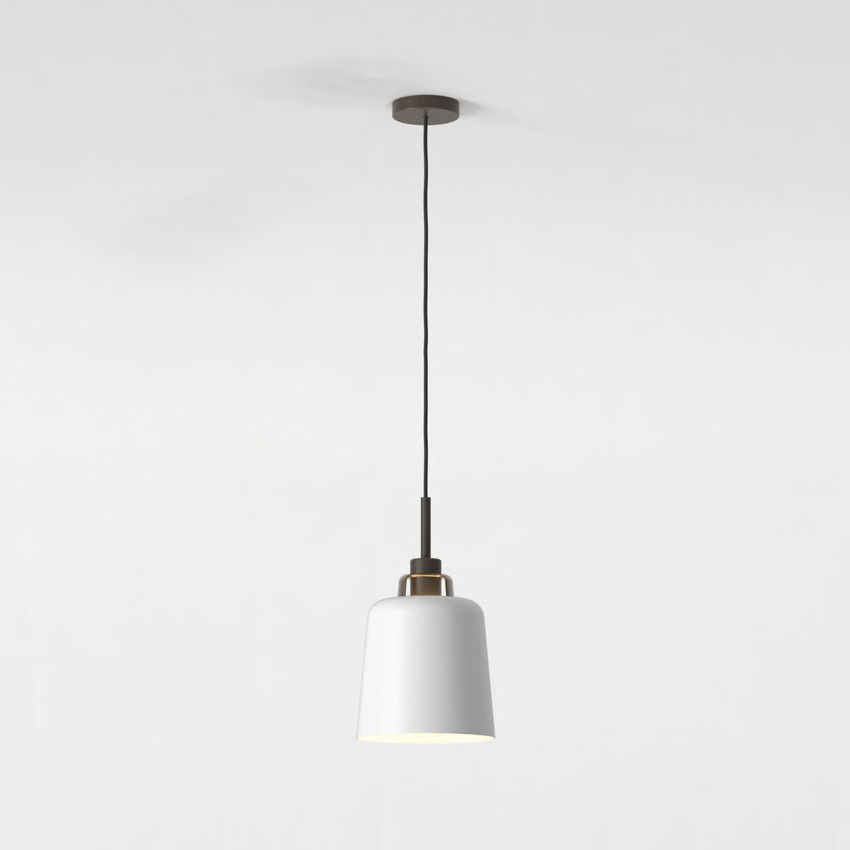 Pendant in Bronze with Camden 220 Shade in Matt White with Brass Detail