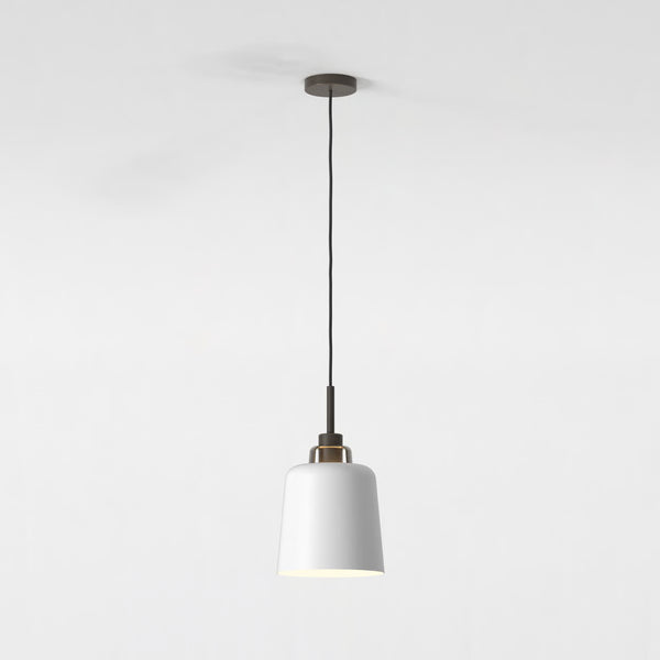 Pendant in Bronze with Camden 220 Shade in Matt White with Brass Detail