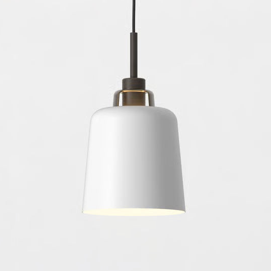 Pendant in Bronze with Camden 220 Shade in Matt White with Brass Detail