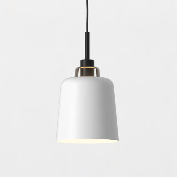 Pendant in Matt Black with Camden 220 Shade in Matt White with Brass Detail