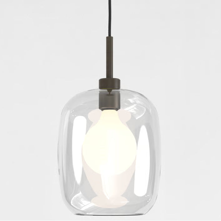Pendant in Bronze with Curve Glass 285 Shade in Clear Glass