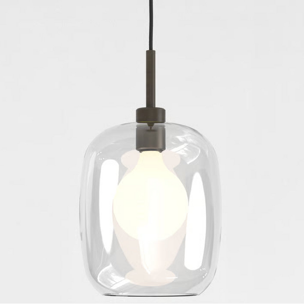Pendant in Bronze with Curve Glass 285 Shade in Clear Glass