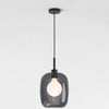Pendant in Matt Black with Curve Glass 285 Shade in Dark Smoke