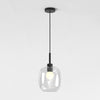 Pendant in Matt Black with Curve Glass 220 Shade in Clear Glass