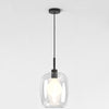 Pendant in Matt Black with Curve Glass 285 Shade in Clear Glass