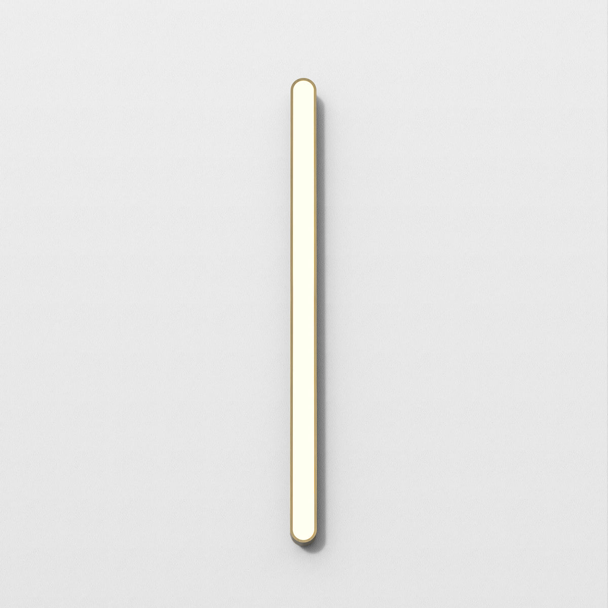 Vertical gold wall light with rounded ends