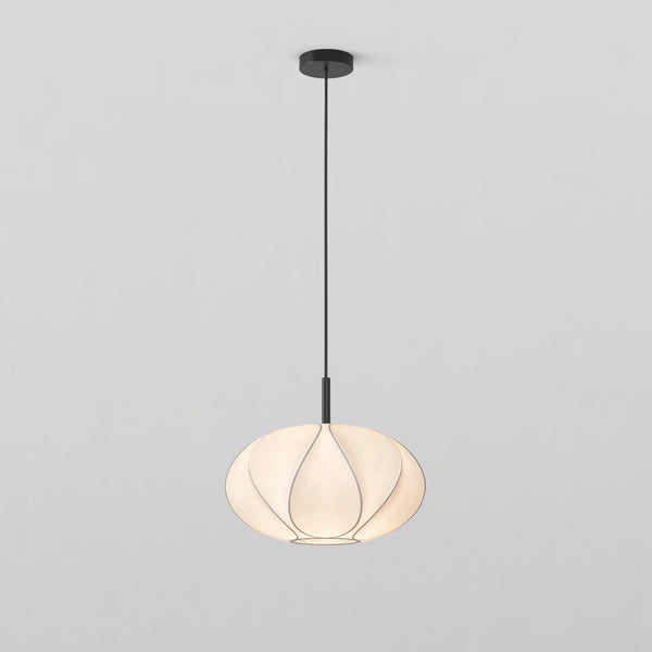 Pendant in Matt Black with Flow 350 Shade in White