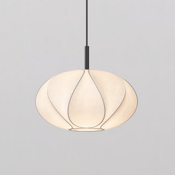 Pendant in Matt Black with Flow 350 Shade in White