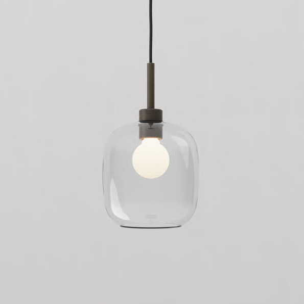 Pendant in Bronze with Curve Glass 220 Shade in Clear Glass
