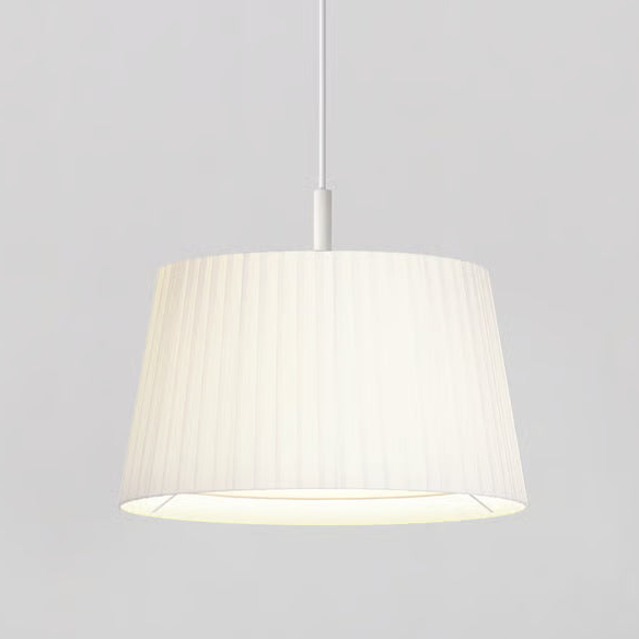 Pendant in Matt White with Tapered Round 400 Pleated Shade in White