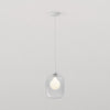Pendant in Matt White with Curve Glass 285 Shade in Clear Glass
