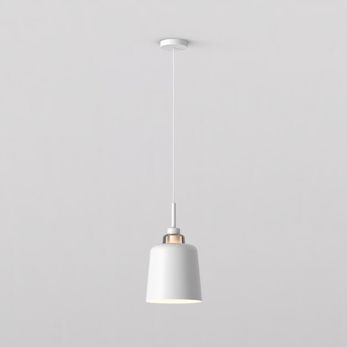 Pendant with Camden 220 Shade in Matt White with Brass Detail