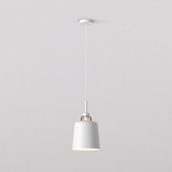 Pendant with Camden 220 Shade in Matt White with Brass Detail