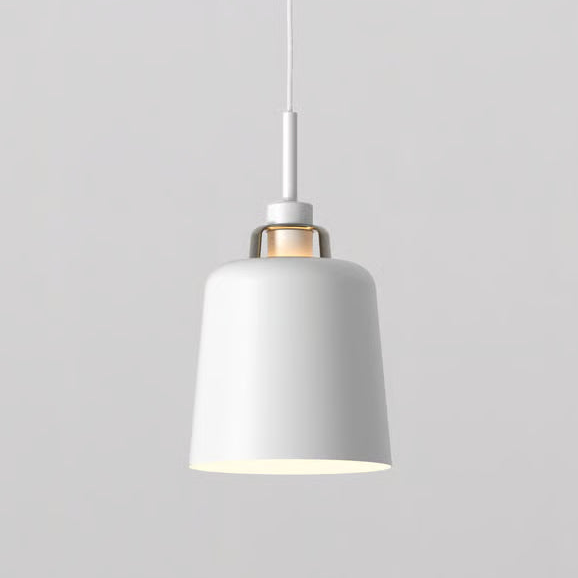 Pendant with Camden 220 Shade in Matt White with Brass Detail