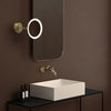 Mascali Round IP44 LED Adjustable Magnifying Mirror in Matt Brushed Brass