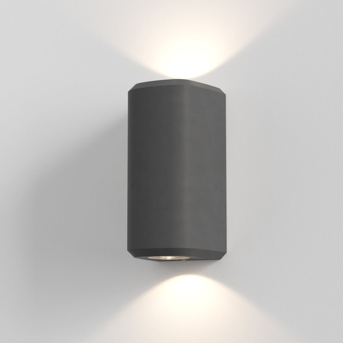 Brixham IP44 Exterior Coastal Up & Down Wall Light in Charcoal Concrete