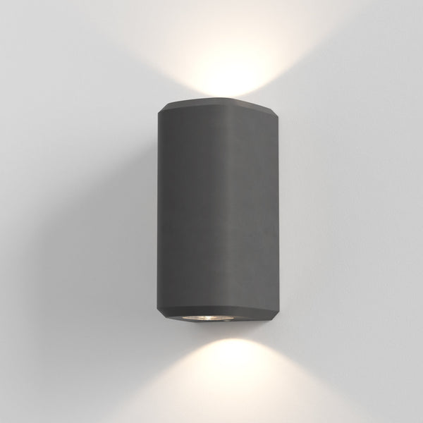 Brixham IP44 Exterior Coastal Up & Down Wall Light in Charcoal Concrete