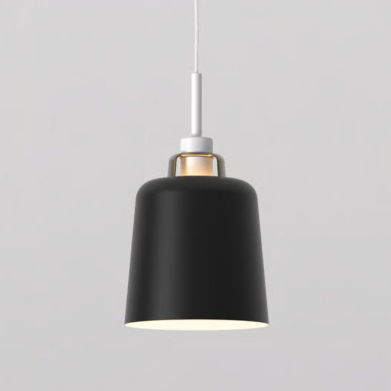 Pendant In Matt White with Camden 220 Shade in Matt Black with Brass Detail