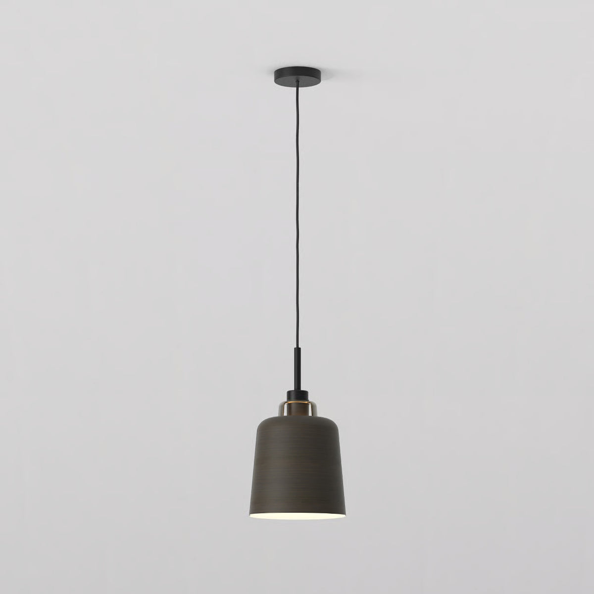 Pendant in Matt Black with Camden 220 Shade in Bronze with Brass Detail