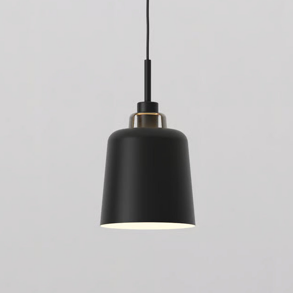 Pendant with Camden 220 Shade in Matt Black with Brass Detail