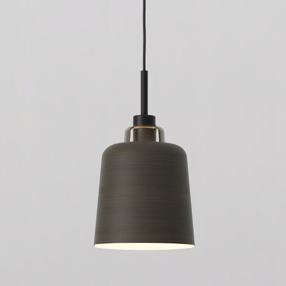 Pendant in Matt Black with Camden 220 Shade in Bronze with Brass Detail