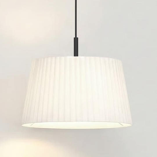 White pleated fabric pendant light shade