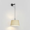 Wall Pendant in Matt Black with Tapered Round 400 Pleated Shade in Putty