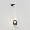 Wall Pendant in Matt Black with Curve Glass 220 Shade in Dark Smoke