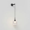 Wall Pendant in Matt Black with Curve Glass 220 Shade in Clear Glass