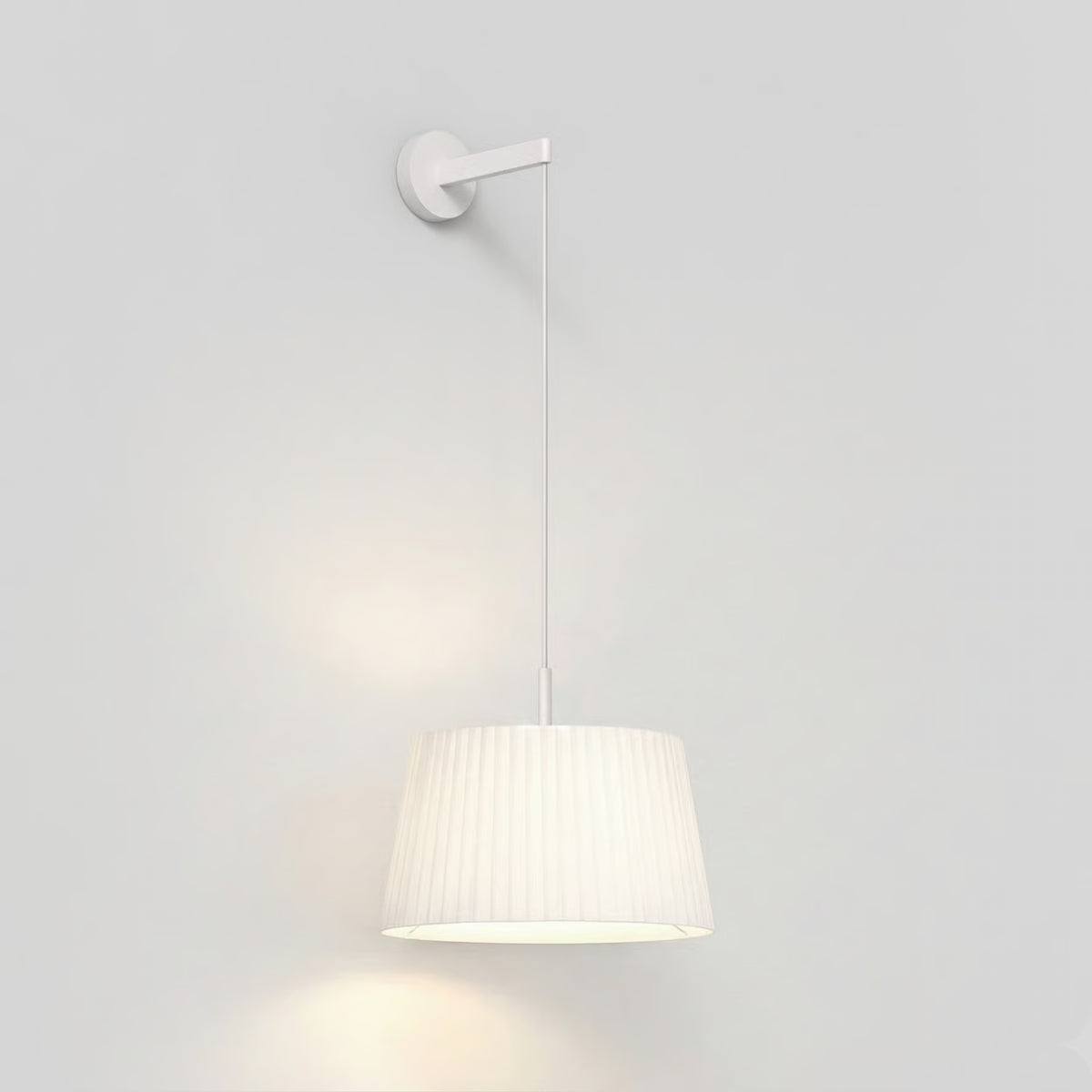 White wall lamp with a pleated shade