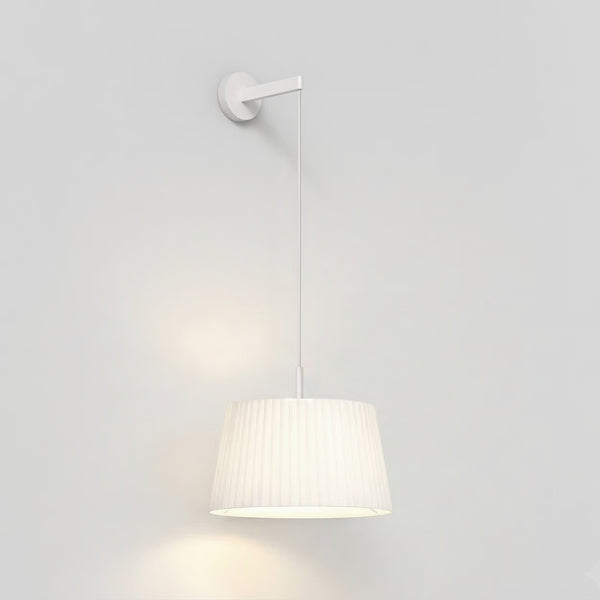 White wall lamp with a pleated shade