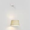 Wall Pendant in Matt White with Tapered Round 400 Pleated Shade in Putty