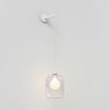 Wall Pendant in Matt White with Curve Glass 285 Shade in Clear Glass