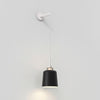 Wall Pendant in Matt White with Camden 220 Shade in Matt Black with Brass Detail