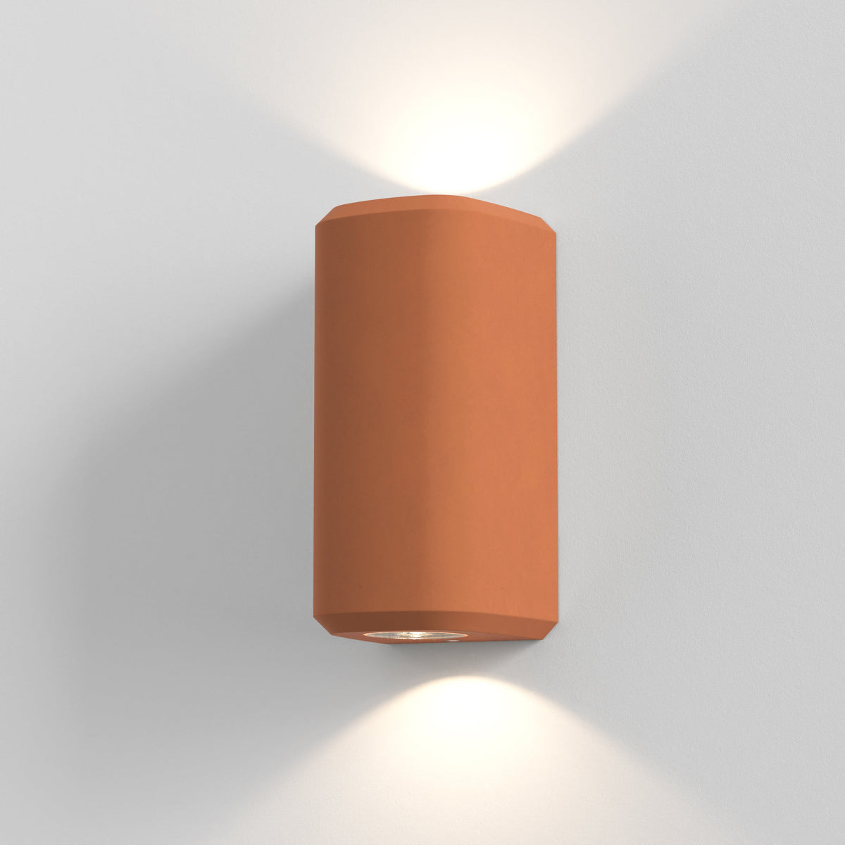 Brixham IP44 Exterior Coastal Up & Down Wall Light in Terracotta Concrete