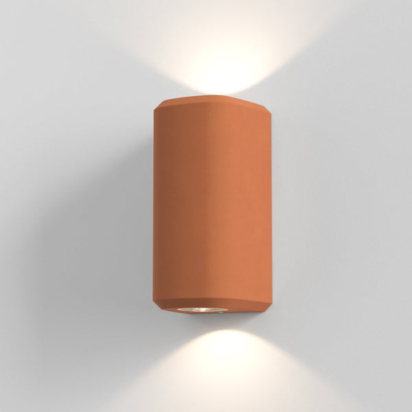 Brixham IP44 Exterior Coastal Up & Down Wall Light in Terracotta Concrete