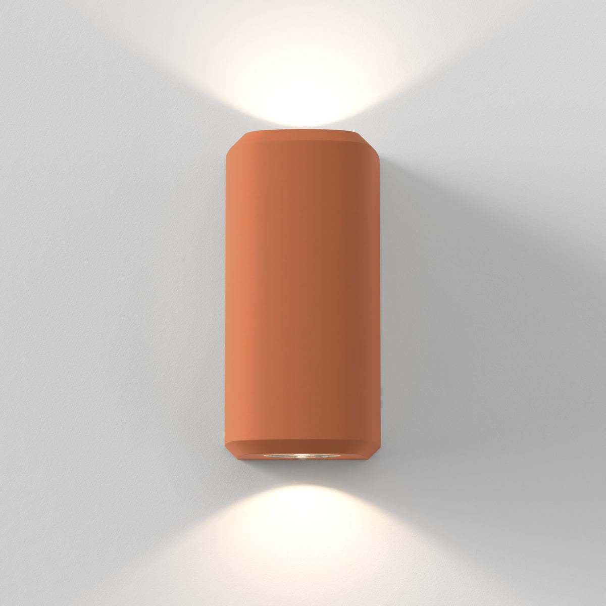 Brixham IP44 Exterior Coastal Up & Down Wall Light in Terracotta Concrete